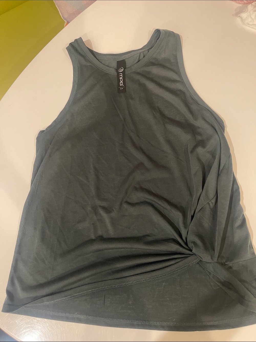 MPG Olive Twist-Side Racerback Tank